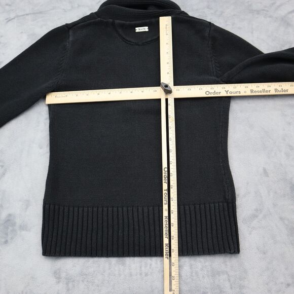 Converse Sweater Womens M Black Long Sleeve Cowl Neck Knit Pullover Stretch - Picture 3 of 16